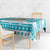 Kazakhstan Christmas Tablecloth with Snow Leopard in Santa Hat Blue and Yellow Reindeer Snowflake - Wonder Print Shop