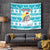 Kazakhstan Christmas Tapestry with Snow Leopard in Santa Hat Blue and Yellow Reindeer Snowflake - Wonder Print Shop