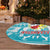 Kazakhstan Christmas Tree Skirt with Snow Leopard in Santa Hat Blue and Yellow Reindeer Snowflake - Wonder Print Shop
