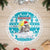 Kazakhstan Christmas Tree Skirt with Snow Leopard in Santa Hat Blue and Yellow Reindeer Snowflake - Wonder Print Shop