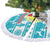 Kazakhstan Christmas Tree Skirt with Snow Leopard in Santa Hat Blue and Yellow Reindeer Snowflake - Wonder Print Shop
