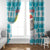 Kazakhstan Christmas Window Curtain with Snow Leopard in Santa Hat Blue and Yellow Reindeer Snowflake - Wonder Print Shop