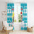 Kazakhstan Christmas Window Curtain with Snow Leopard in Santa Hat Blue and Yellow Reindeer Snowflake - Wonder Print Shop