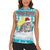 Kazakhstan Christmas Women Sleeveless Polo Shirt with Snow Leopard in Santa Hat Blue and Yellow Reindeer Snowflake - Wonder Print Shop