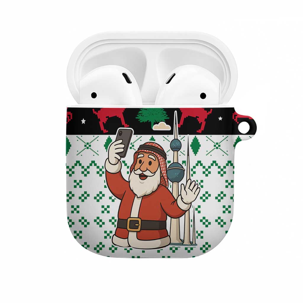 Kuwait Christmas AirPods Case with Santa Taking Selfie Kuwait Towers Reindeer and Snowflake - Wonder Print Shop