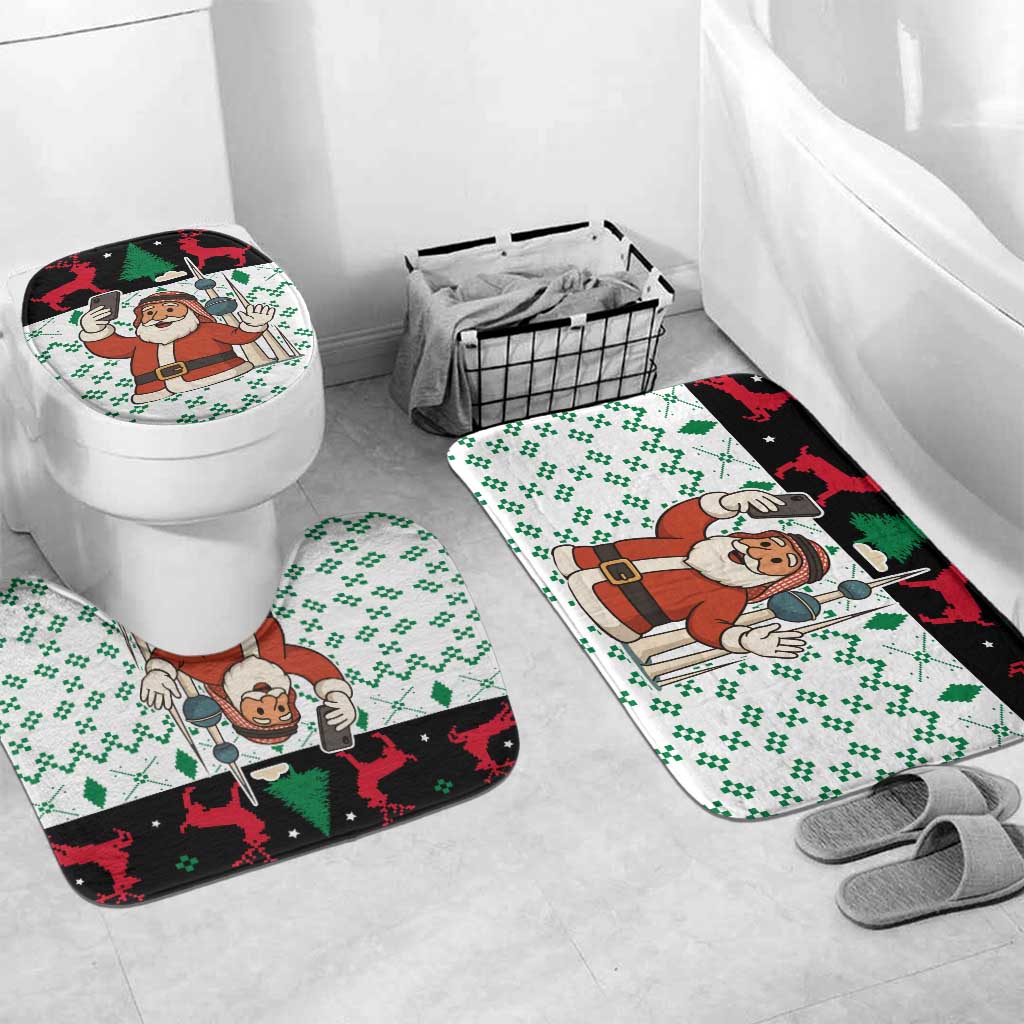 Kuwait Christmas Bathroom Set with Santa Taking Selfie Kuwait Towers Reindeer and Snowflake - Wonder Print Shop
