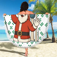 Kuwait Christmas Beach Blanket with Santa Taking Selfie Kuwait Towers Reindeer and Snowflake - Wonder Print Shop