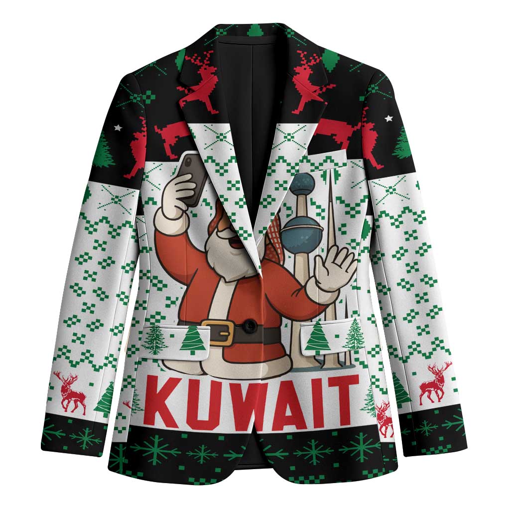 Kuwait Christmas Blazer with Santa Taking Selfie Kuwait Towers Reindeer and Snowflake - Wonder Print Shop
