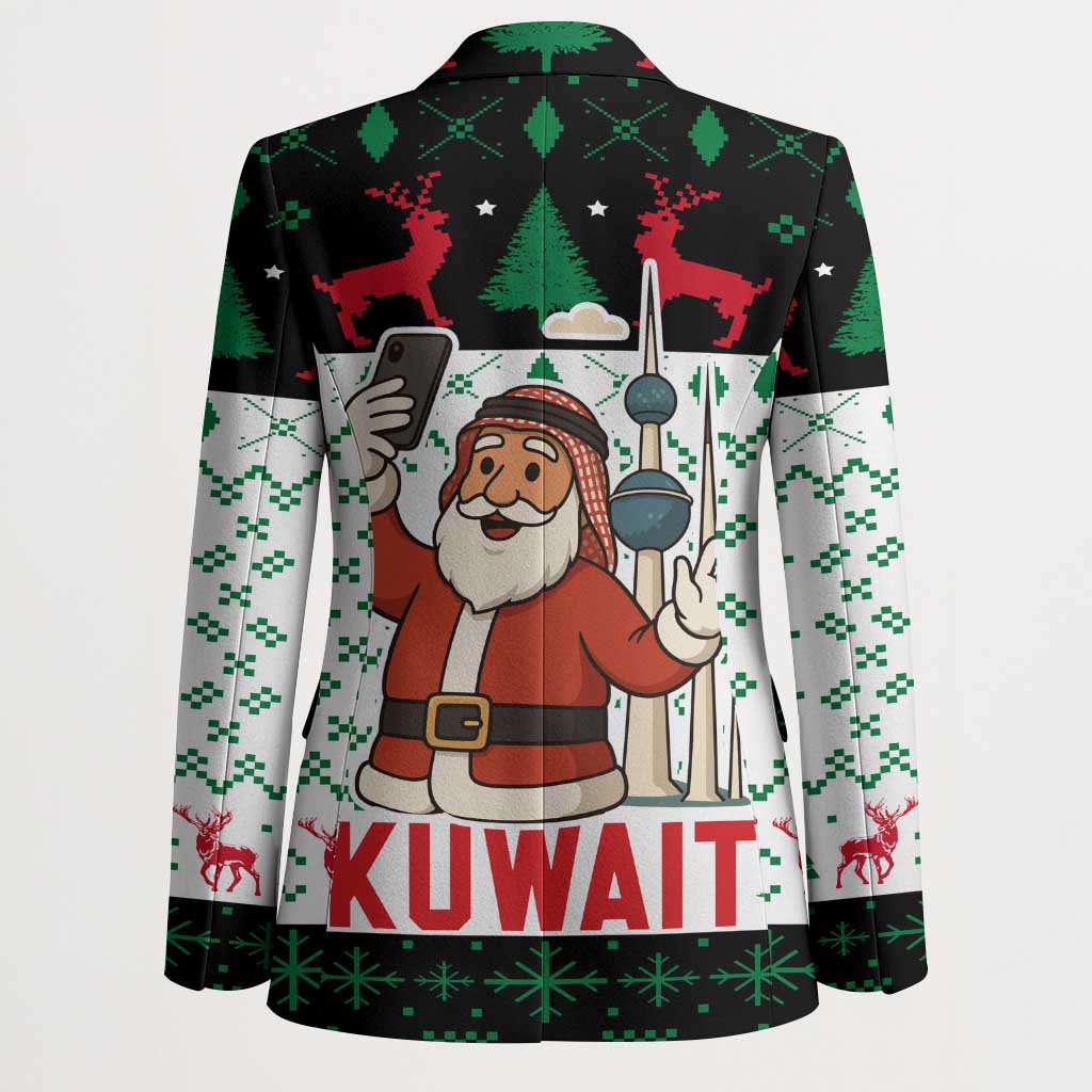 Kuwait Christmas Blazer with Santa Taking Selfie Kuwait Towers Reindeer and Snowflake - Wonder Print Shop