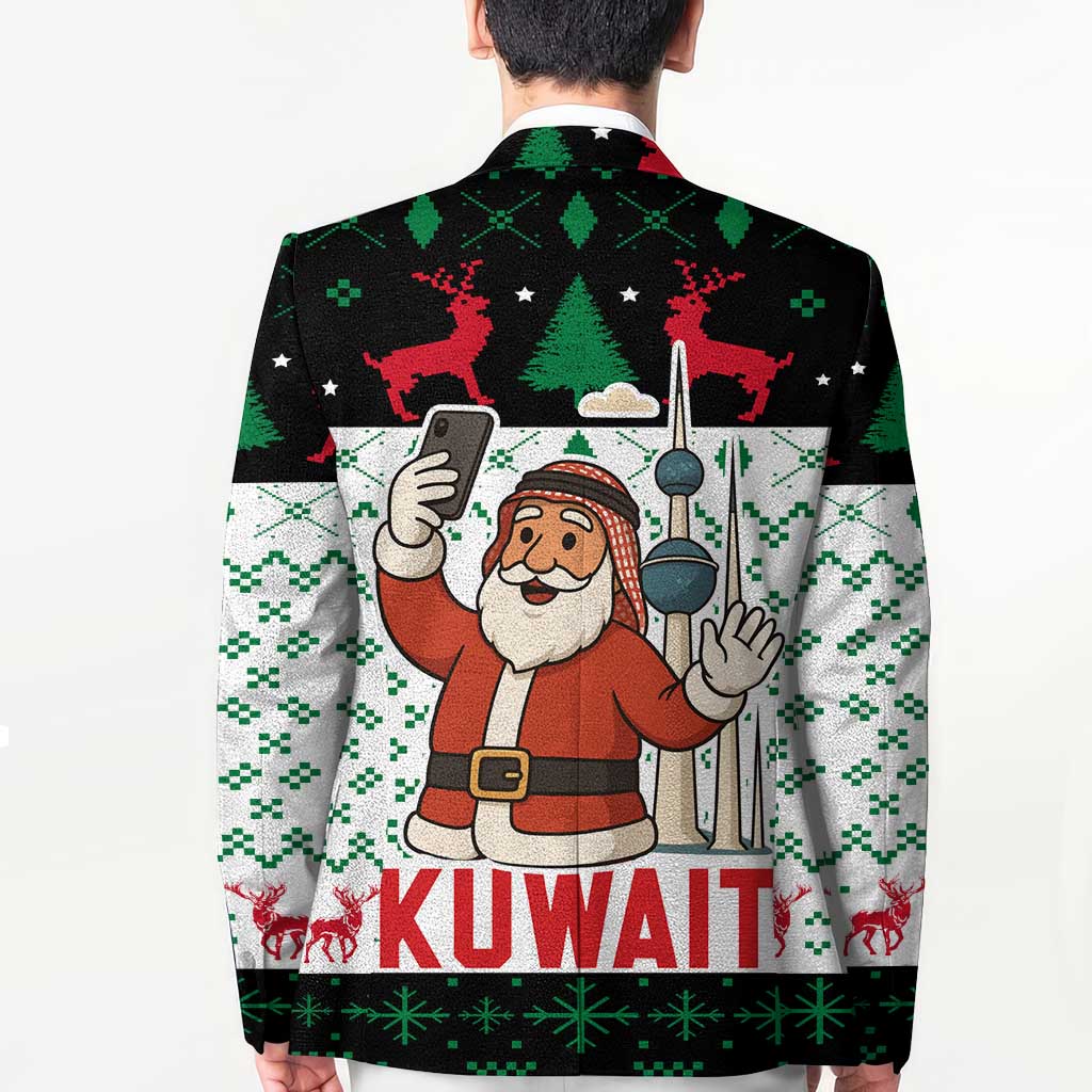 Kuwait Christmas Blazer with Santa Taking Selfie Kuwait Towers Reindeer and Snowflake - Wonder Print Shop
