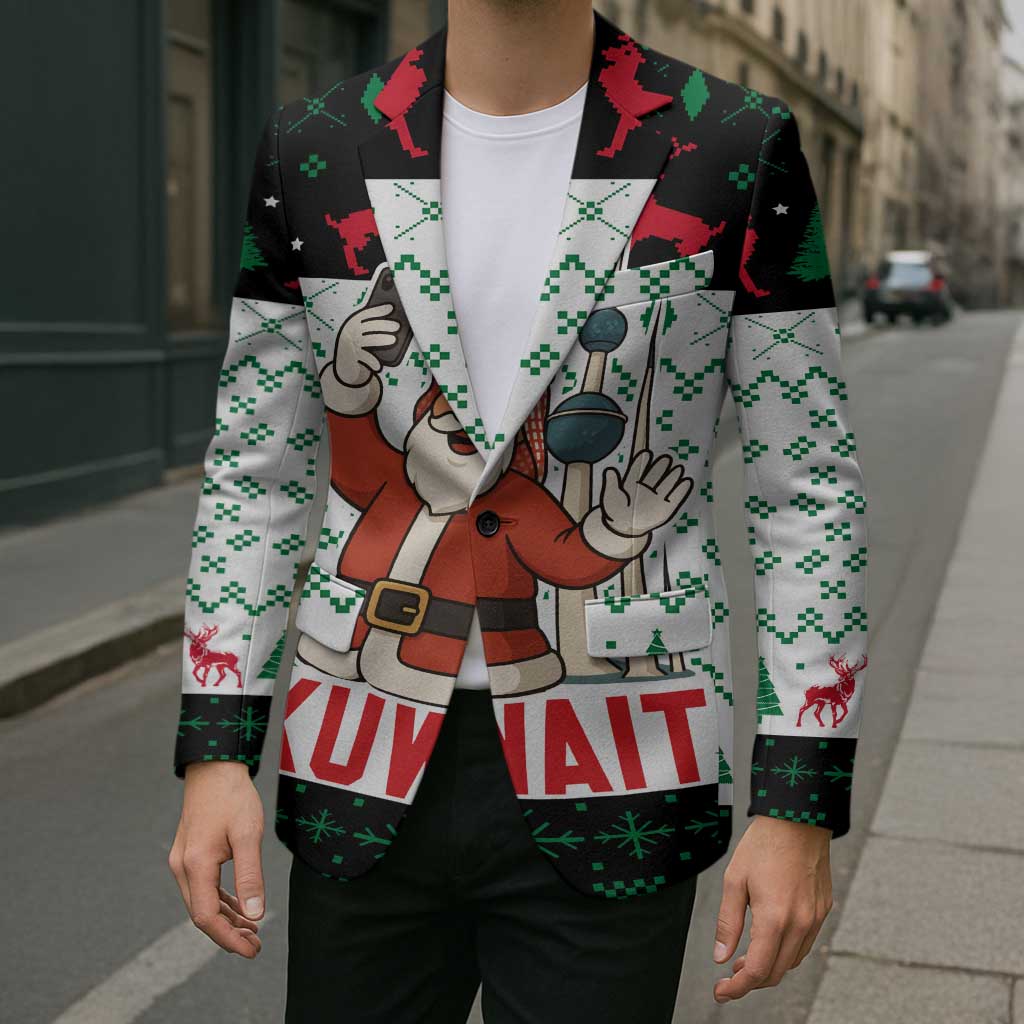 Kuwait Christmas Blazer with Santa Taking Selfie Kuwait Towers Reindeer and Snowflake - Wonder Print Shop