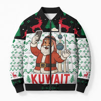 Kuwait Christmas Bomber Puffer Jacket with Santa Taking Selfie Kuwait Towers Reindeer and Snowflake - Wonder Print Shop