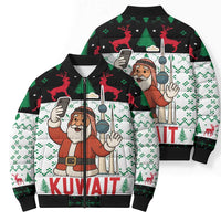 Kuwait Christmas Bomber Puffer Jacket with Santa Taking Selfie Kuwait Towers Reindeer and Snowflake - Wonder Print Shop