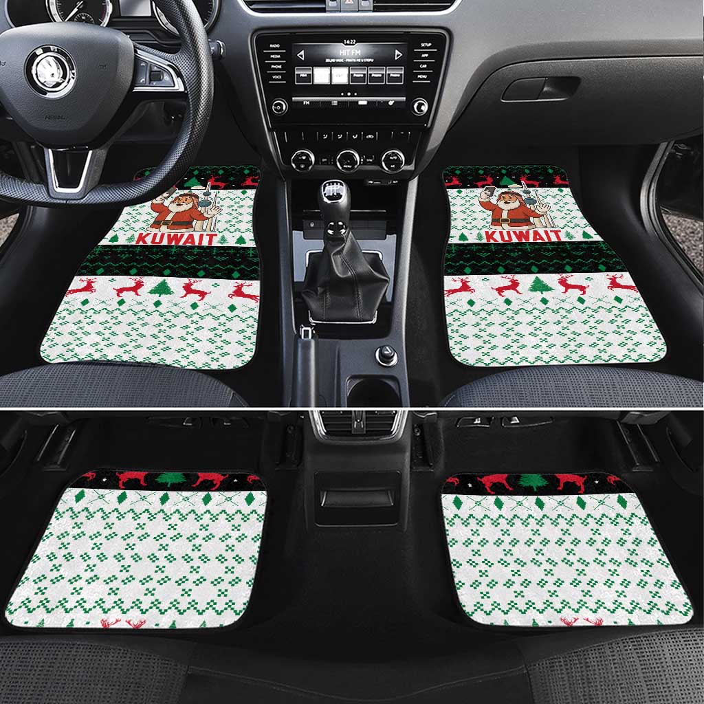 Kuwait Christmas Car Mats with Santa Taking Selfie Kuwait Towers Reindeer and Snowflake - Wonder Print Shop