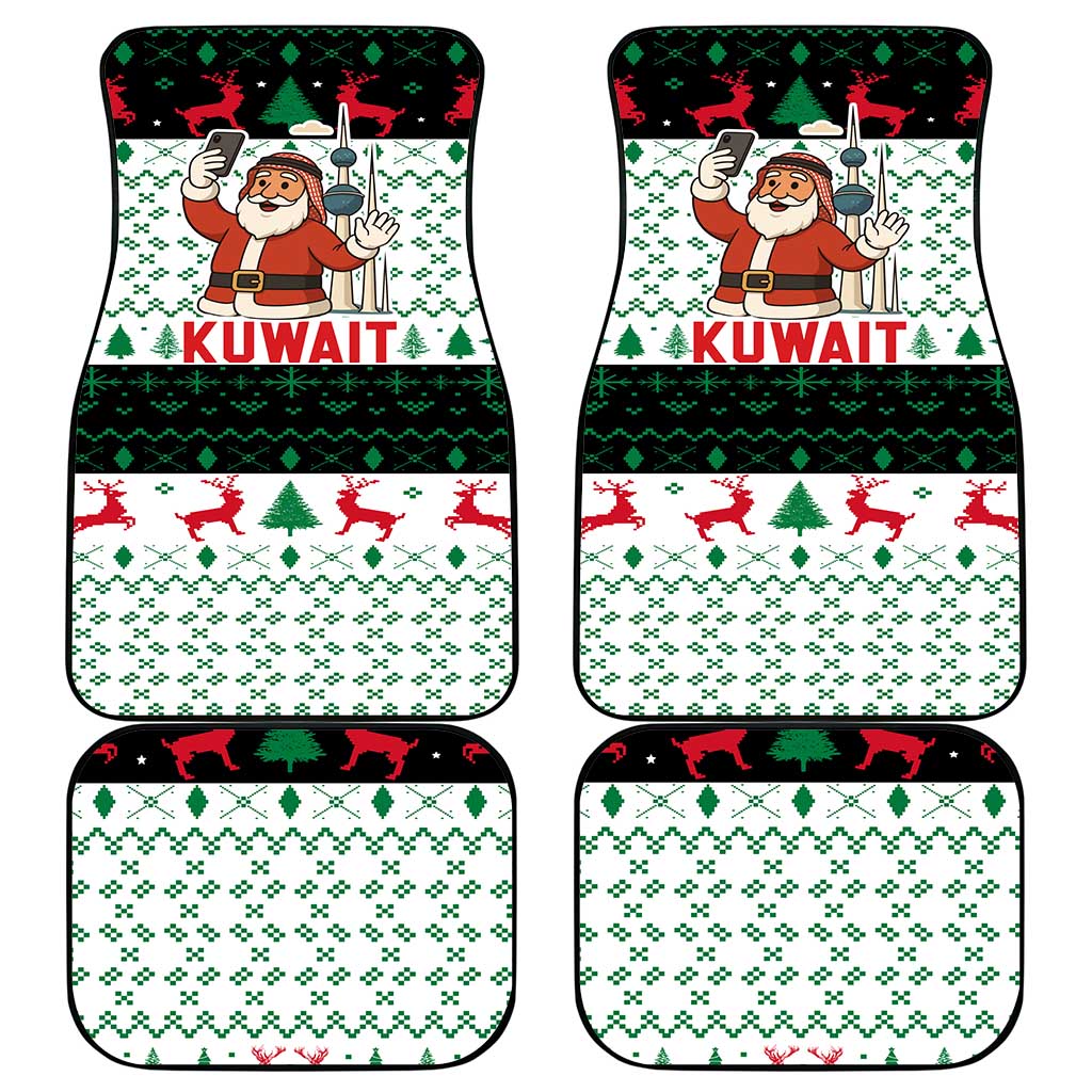 Kuwait Christmas Car Mats with Santa Taking Selfie Kuwait Towers Reindeer and Snowflake - Wonder Print Shop