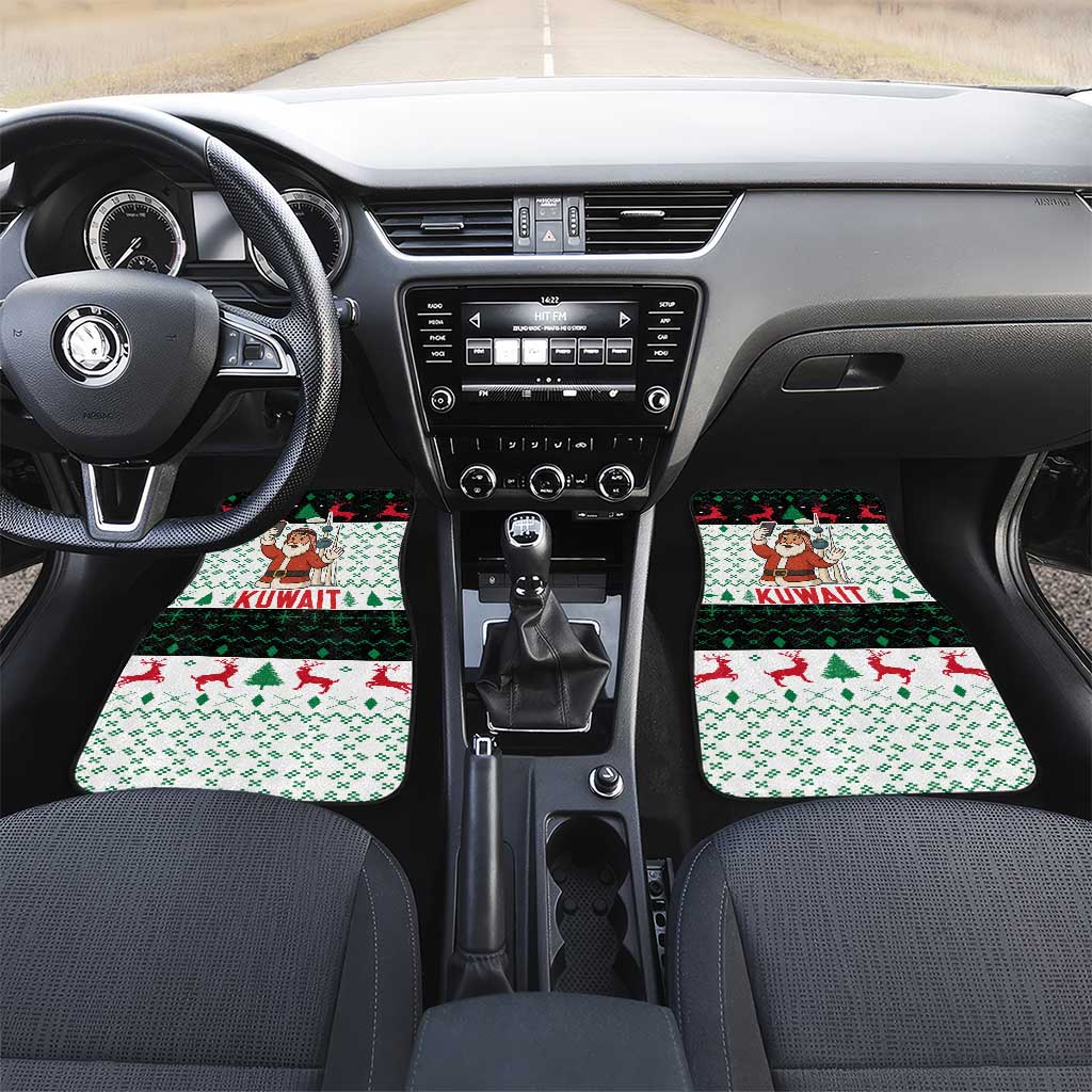 Kuwait Christmas Car Mats with Santa Taking Selfie Kuwait Towers Reindeer and Snowflake - Wonder Print Shop