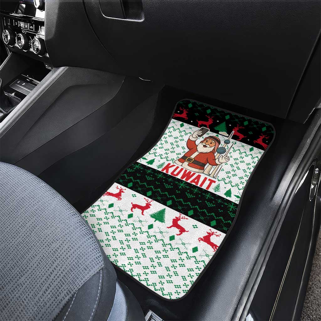 Kuwait Christmas Car Mats with Santa Taking Selfie Kuwait Towers Reindeer and Snowflake - Wonder Print Shop