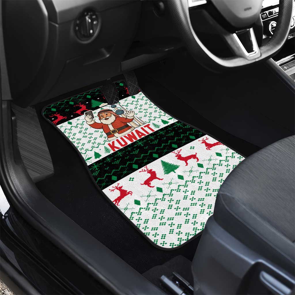 Kuwait Christmas Car Mats with Santa Taking Selfie Kuwait Towers Reindeer and Snowflake - Wonder Print Shop