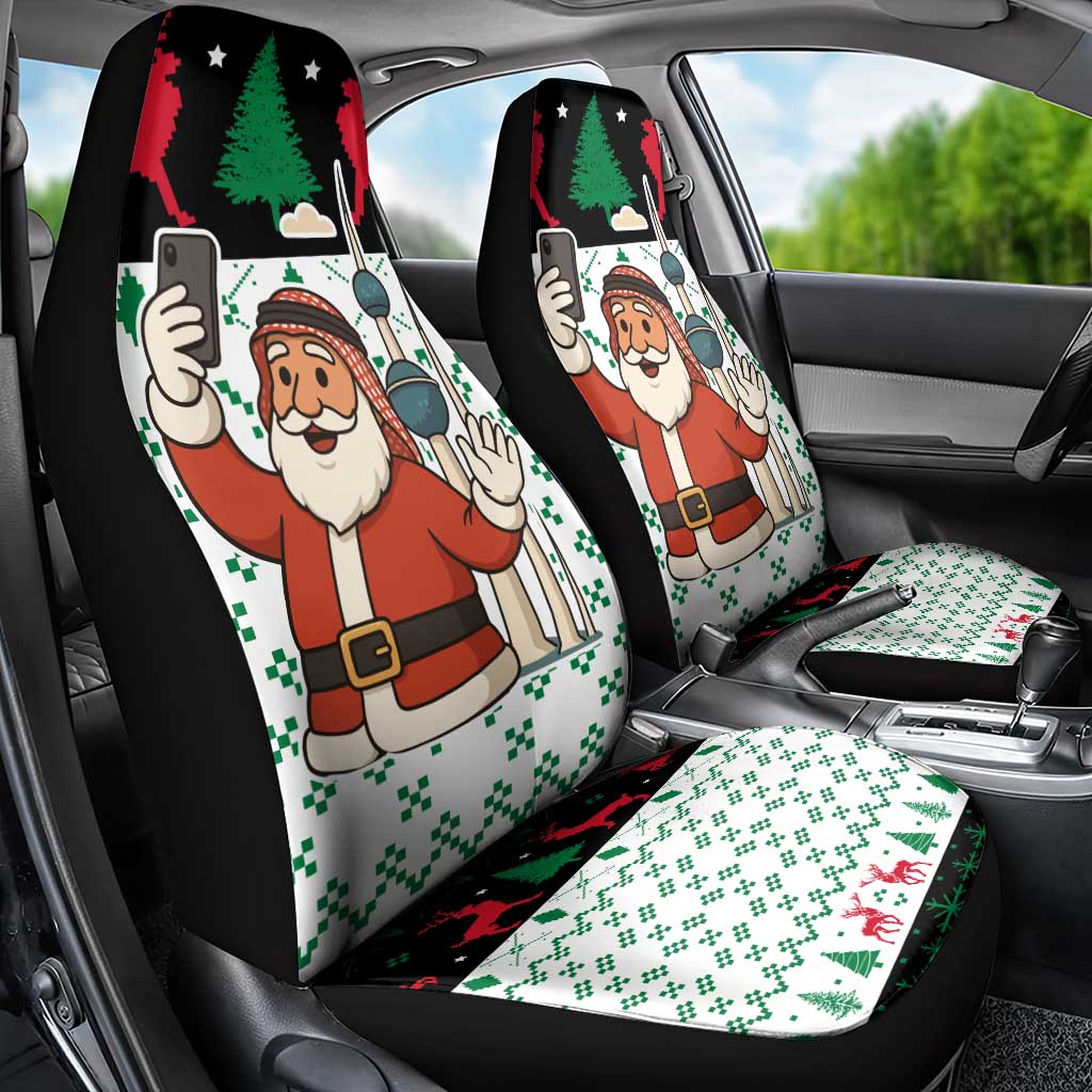 Kuwait Christmas Car Seat Cover with Santa Taking Selfie Kuwait Towers Reindeer and Snowflake - Wonder Print Shop