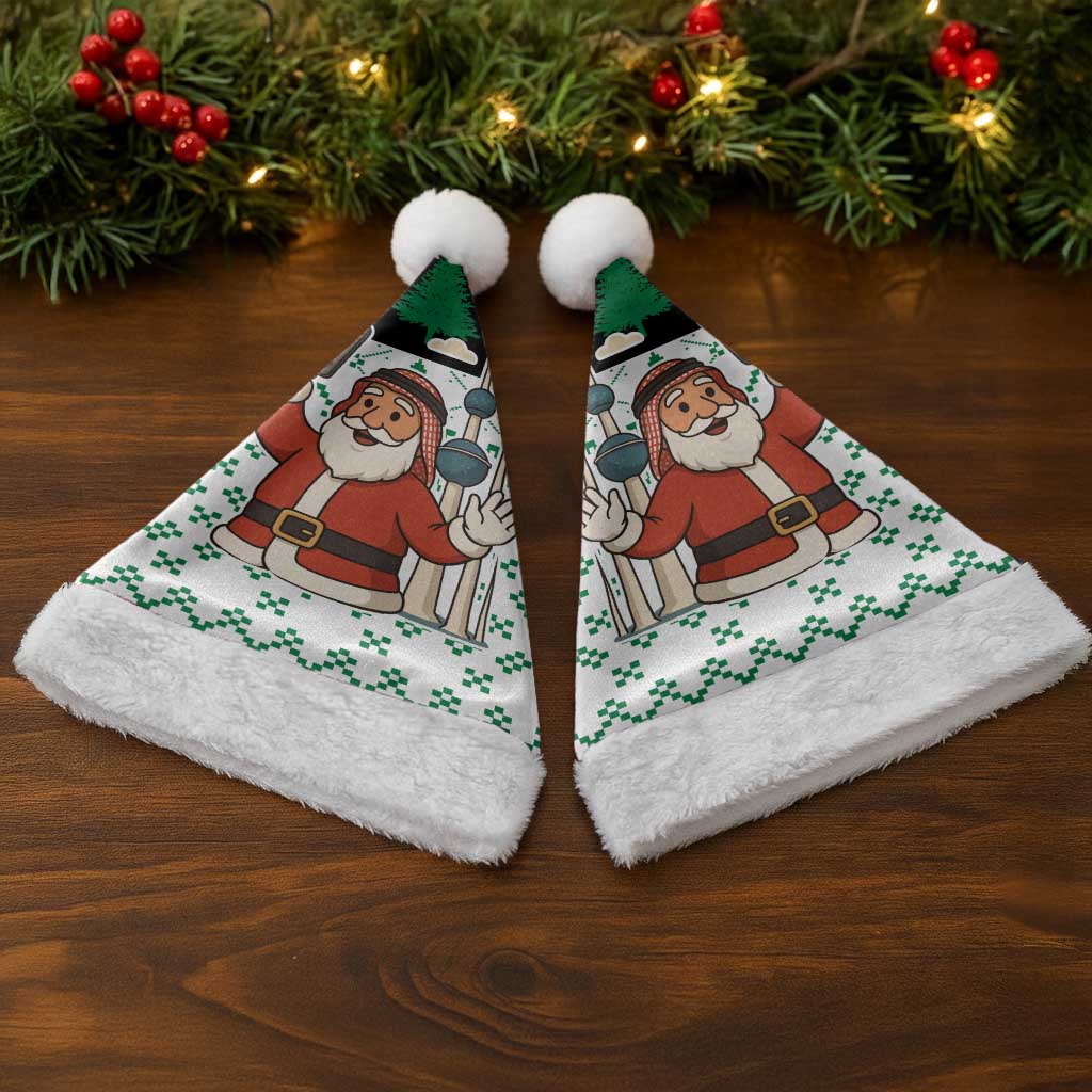 Kuwait Christmas Santa Hat with Santa Taking Selfie Kuwait Towers Reindeer and Snowflake - Wonder Print Shop