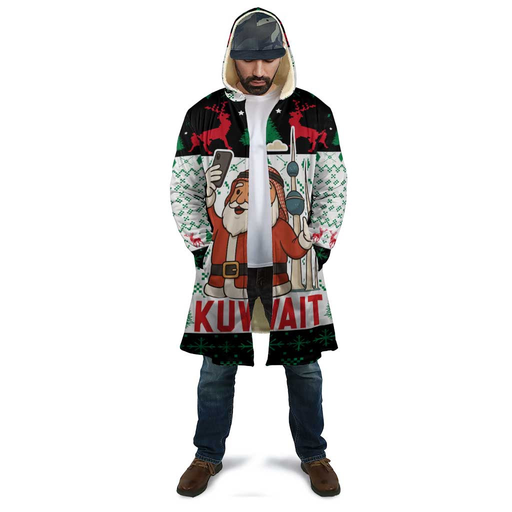 Kuwait Christmas Cloak with Santa Taking Selfie Kuwait Towers Reindeer and Snowflake - Wonder Print Shop