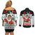 Kuwait Christmas Couples Matching Off Shoulder Short Dress and Long Sleeve Button Shirt with Santa Taking Selfie Kuwait Towers Reindeer and Snowflake - Wonder Print Shop
