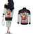 Kuwait Christmas Couples Matching Off The Shoulder Long Sleeve Dress and Long Sleeve Button Shirt with Santa Taking Selfie Kuwait Towers Reindeer and Snowflake - Wonder Print Shop