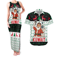 Kuwait Christmas Couples Matching Tank Maxi Dress and Hawaiian Shirt with Santa Taking Selfie Kuwait Towers Reindeer and Snowflake - Wonder Print Shop