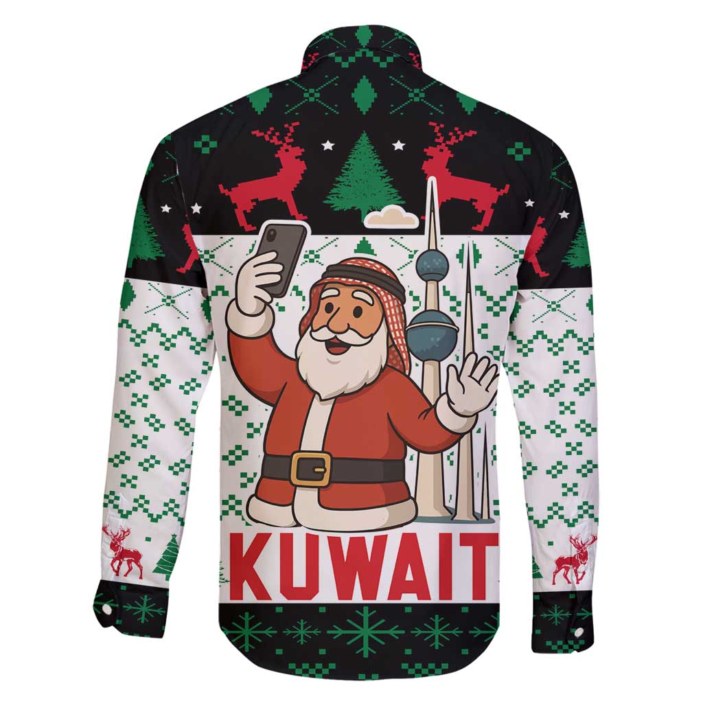 Kuwait Christmas Family Matching Off Shoulder Maxi Dress and Hawaiian Shirt with Santa Taking Selfie Kuwait Towers Reindeer and Snowflake - Wonder Print Shop