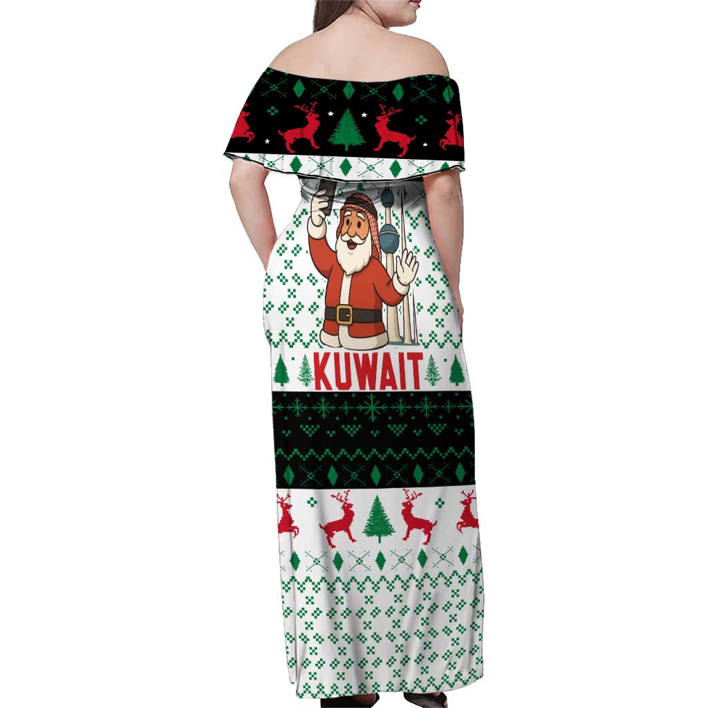 Kuwait Christmas Family Matching Off Shoulder Maxi Dress and Hawaiian Shirt with Santa Taking Selfie Kuwait Towers Reindeer and Snowflake - Wonder Print Shop