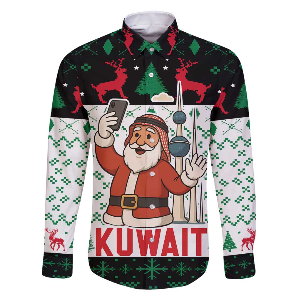 Kuwait Christmas Family Matching Puletasi and Hawaiian Shirt with Santa Taking Selfie Kuwait Towers Reindeer and Snowflake - Wonder Print Shop