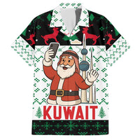 Kuwait Christmas Family Matching Short Sleeve Bodycon Dress and Hawaiian Shirt with Santa Taking Selfie Kuwait Towers Reindeer and Snowflake - Wonder Print Shop