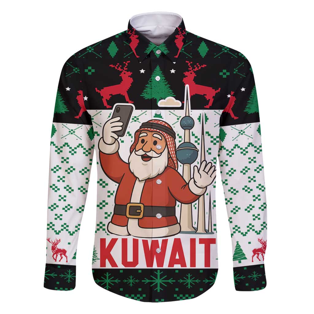 Kuwait Christmas Family Matching Summer Maxi Dress and Hawaiian Shirt with Santa Taking Selfie Kuwait Towers Reindeer and Snowflake - Wonder Print Shop