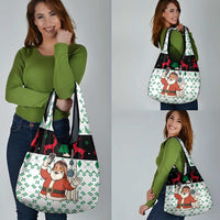 Kuwait Christmas Grocery Bag with Santa Taking Selfie Kuwait Towers Reindeer and Snowflake - Wonder Print Shop