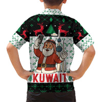 Kuwait Christmas Kid Hawaiian Shirt with Santa Taking Selfie Kuwait Towers Reindeer and Snowflake - Wonder Print Shop