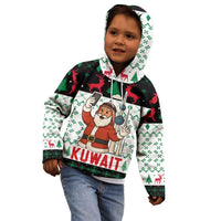 Kuwait Christmas Kid Hoodie with Santa Taking Selfie Kuwait Towers Reindeer and Snowflake - Wonder Print Shop