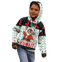 Kuwait Christmas Kid Hoodie with Santa Taking Selfie Kuwait Towers Reindeer and Snowflake - Wonder Print Shop
