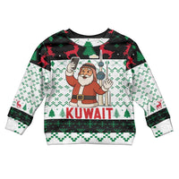 Kuwait Christmas Kid Ugly Christmas Sweater with Santa Taking Selfie Kuwait Towers Reindeer and Snowflake - Wonder Print Shop
