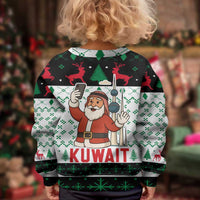 Kuwait Christmas Kid Ugly Christmas Sweater with Santa Taking Selfie Kuwait Towers Reindeer and Snowflake - Wonder Print Shop