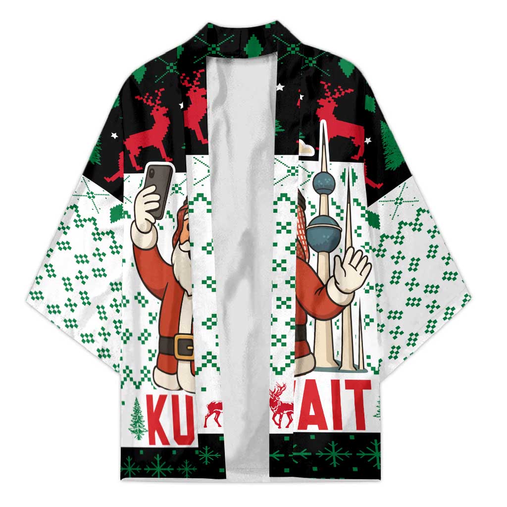 Kuwait Christmas Kimono with Santa Taking Selfie Kuwait Towers Reindeer and Snowflake - Wonder Print Shop