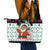 Kuwait Christmas Leather Tote Bag with Santa Taking Selfie Kuwait Towers Reindeer and Snowflake - Wonder Print Shop