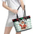 Kuwait Christmas Leather Tote Bag with Santa Taking Selfie Kuwait Towers Reindeer and Snowflake - Wonder Print Shop