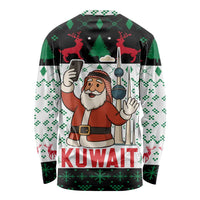 Kuwait Christmas Long Sleeve Shirt with Santa Taking Selfie Kuwait Towers Reindeer and Snowflake - Wonder Print Shop