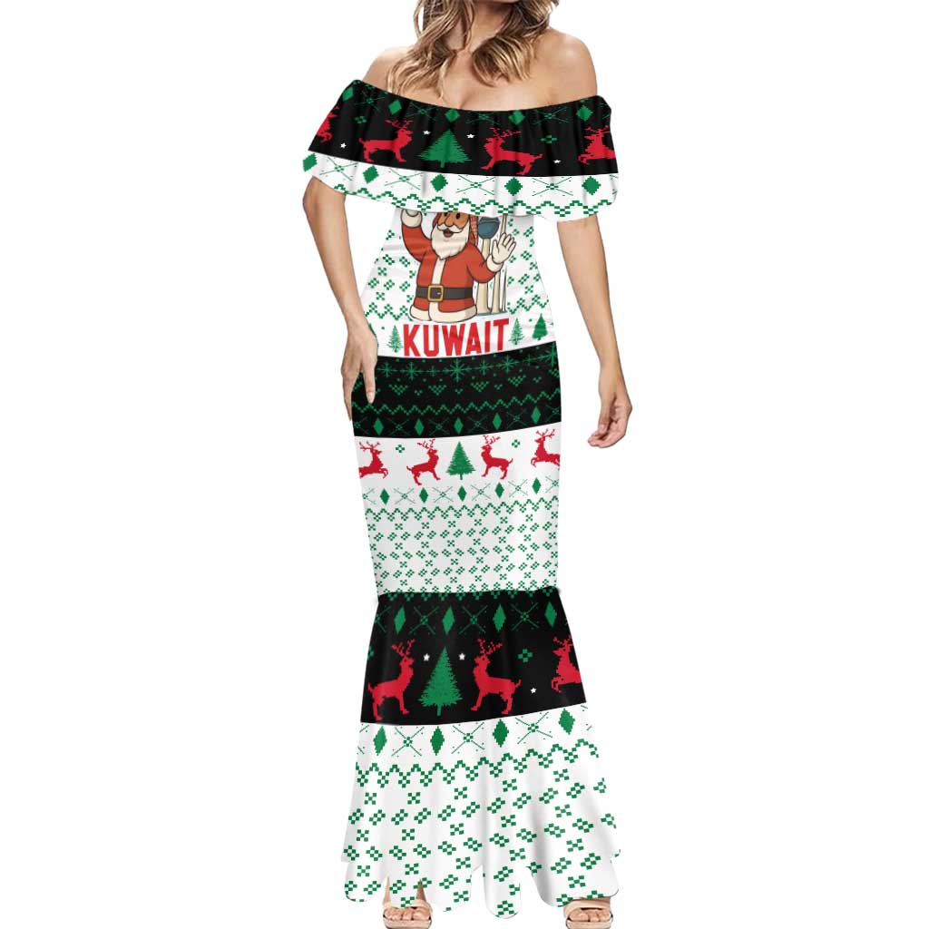 Kuwait Christmas Mermaid Dress with Santa Taking Selfie Kuwait Towers Reindeer and Snowflake - Wonder Print Shop