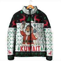 Kuwait Christmas Padded Jacket with Santa Taking Selfie Kuwait Towers Reindeer and Snowflake - Wonder Print Shop