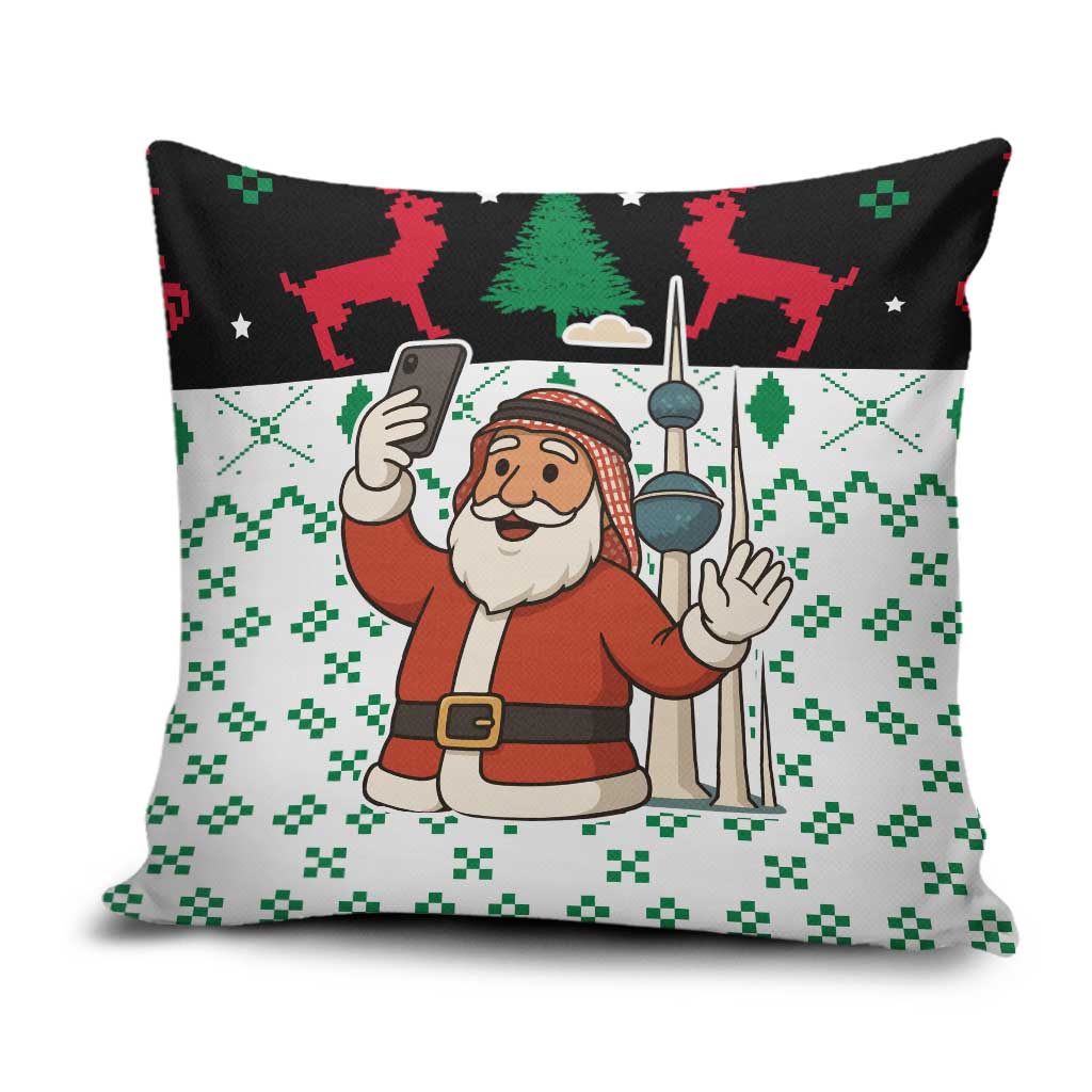 Kuwait Christmas Pillow Cover with Santa Taking Selfie Kuwait Towers Reindeer and Snowflake - Wonder Print Shop