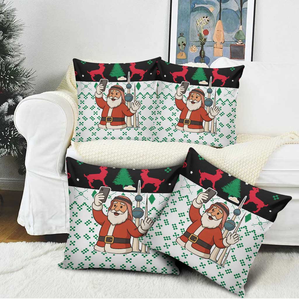 Kuwait Christmas Pillow Cover with Santa Taking Selfie Kuwait Towers Reindeer and Snowflake - Wonder Print Shop