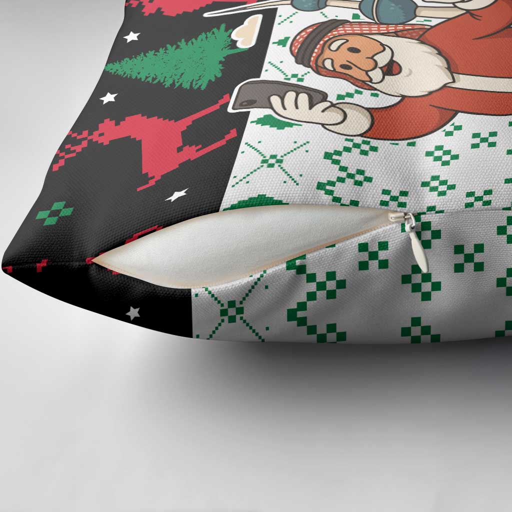 Kuwait Christmas Pillow Cover with Santa Taking Selfie Kuwait Towers Reindeer and Snowflake - Wonder Print Shop
