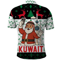 Kuwait Christmas Polo Shirt with Santa Taking Selfie Kuwait Towers Reindeer and Snowflake - Wonder Print Shop