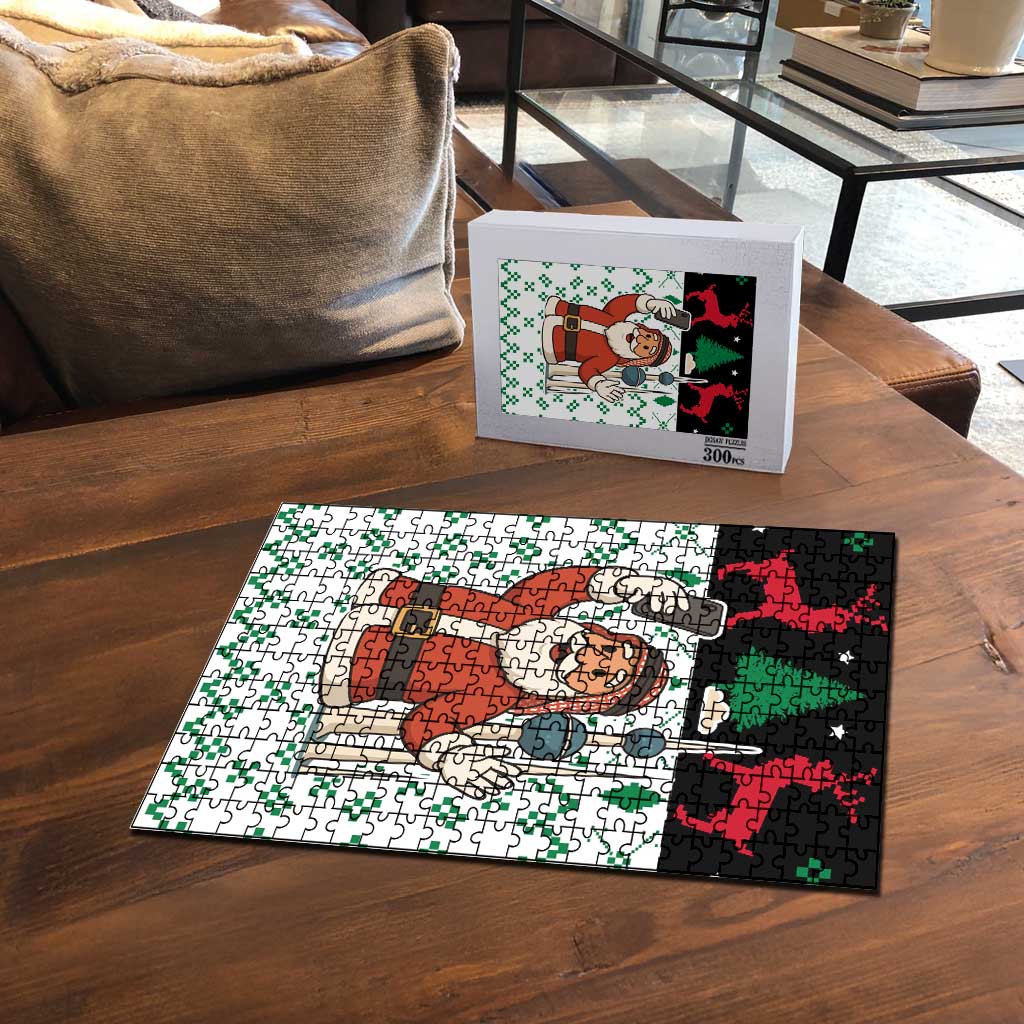 Kuwait Christmas Puzzle with Santa Taking Selfie Kuwait Towers Reindeer and Snowflake - Wonder Print Shop